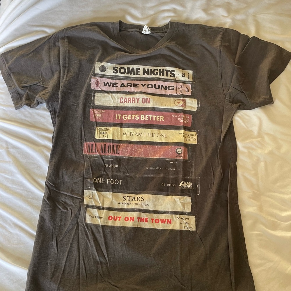 Fun band Graphic Tee with Cassette Stack Print - Brown